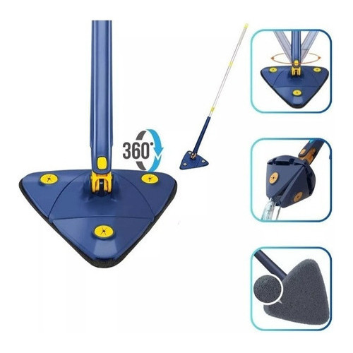 Sfregao Rodo Giratorio: Solucao Completa Para Limpar Forros-Esfregão De Limpeza Triangular Esfregão Giratório Ajustável