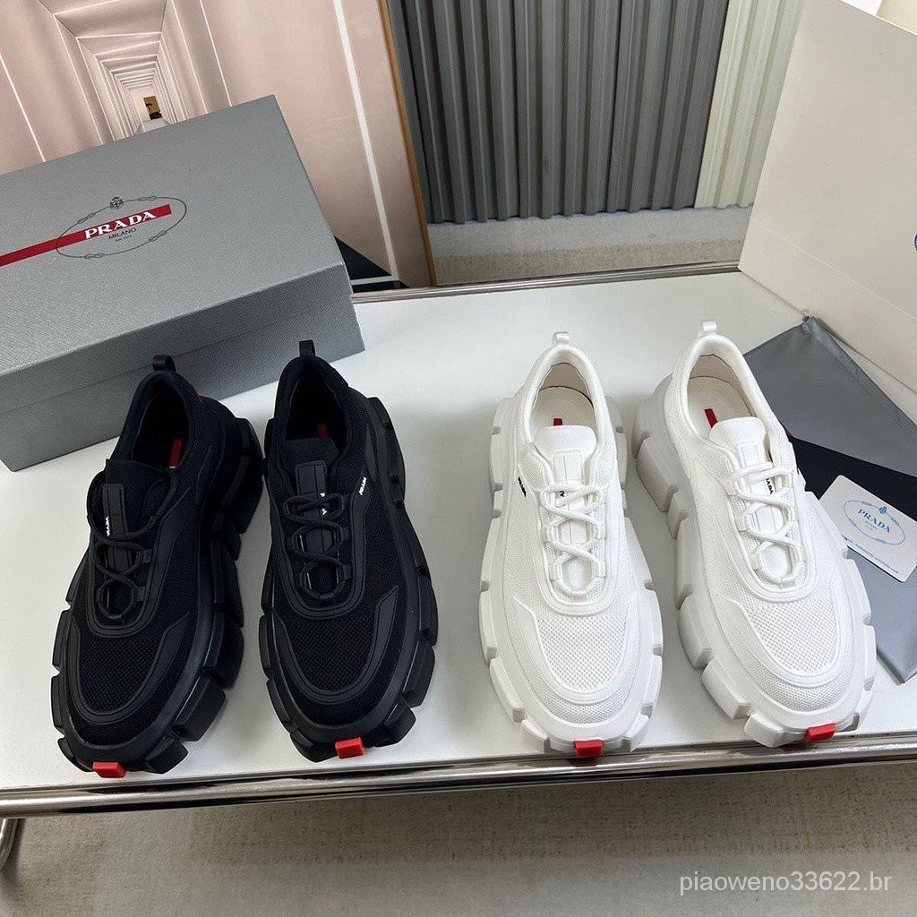 Prada Nova Versão Casual Versátil Thick-bottomed Surge Board Sapatos Sneakers L6LQ dos homens