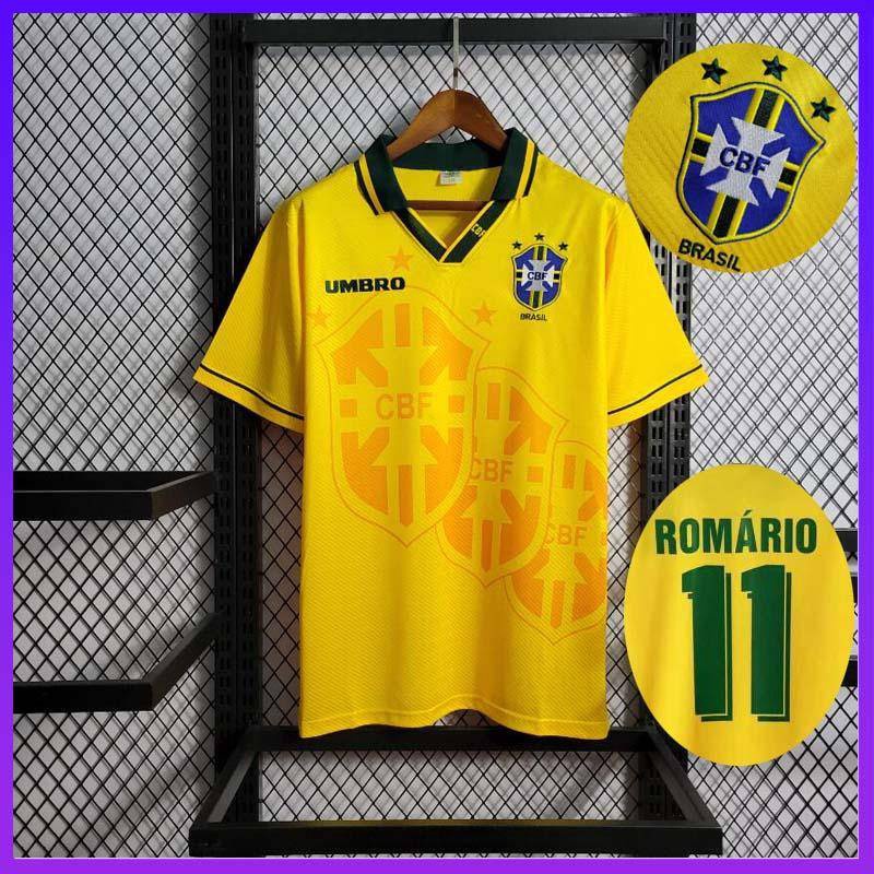 Manga LongShirt Classic Retro Jersey 1994 Brasil Camisa Equipe Romario No . 11