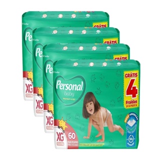 Fralda Descartável Personal Soft & Protect Giga Tamanho XG - 4 Pacotes com 60 Fraldas - Total 240 Tiras