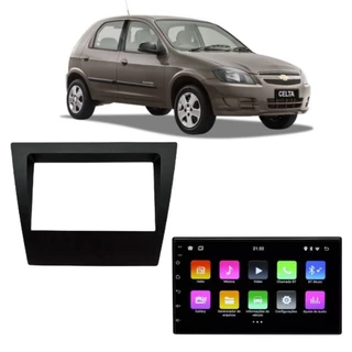 KIT MOLDURA 2 DIN FIAMON CELTA 2 GERAÇÃO 2006 à 2015 + CENTRAL MULTIMIDIA ANDROID