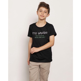 Camiseta Infantil Estampa Stay Amazing Telada Preta