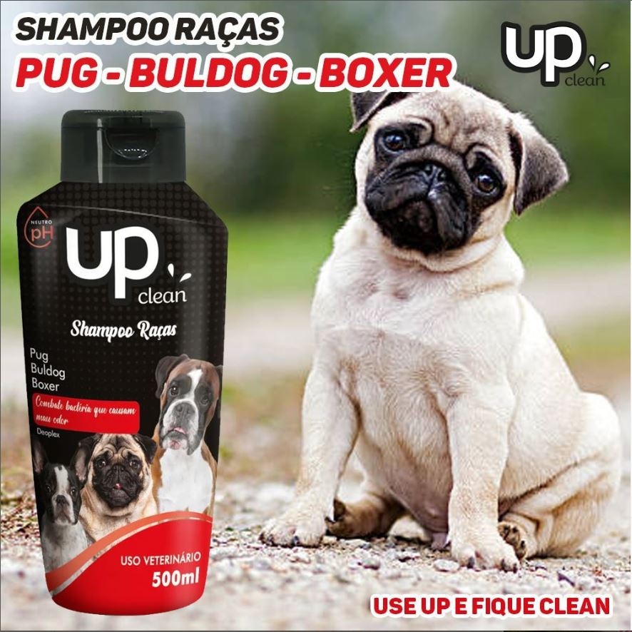 シャンプー pug Shampoo para Cachorro Raças Pug - Buldog - Boxer 500ml UP Clean