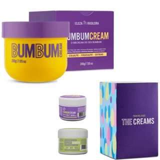 Bumbum Cream + Travel Size Mini Bumbum Cream e Travel Size Esfoliante esfrega - Ideal para viagem
