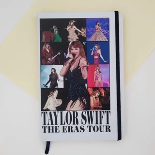 Caderno Taylor Swift The Eras Tour capa dura tipo moleskine folhas pautadas papelaria escritório anotar bloco anotaçoes 