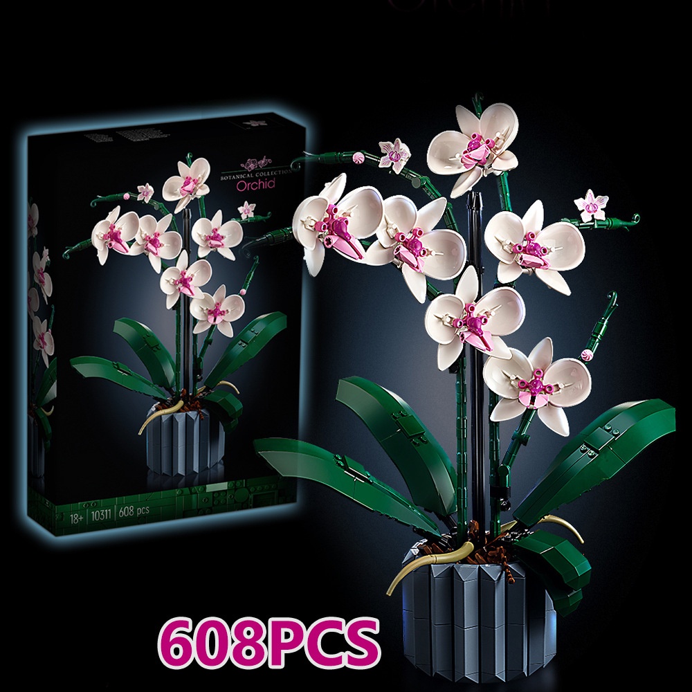 754pcs Blocos de construção Lego Compatíveis Preservados Phalaenopsis Orchid Bonsai Bu