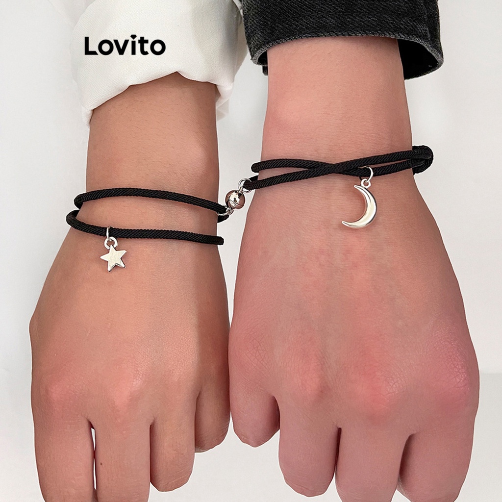 Lovito Pulseira Casual Simples Estrela Para Mulheres LFA04092 (Preto)