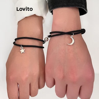 Lovito Pulseira Casual Simples Estrela Para Mulheres LFA04092 (Preto)
