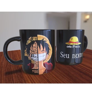 Caneca Anime One Piece Monkey D. Luffy Frases com Seu Nome Xícara Personalizada Presente Porcelana