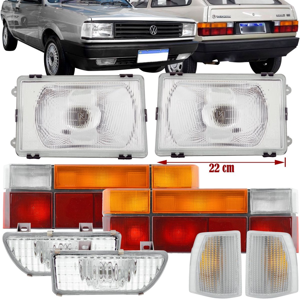 Kit Farol Curto Auxiliar Pisca Cristal Lanterna Tricolor VW Gol 1987 À ...