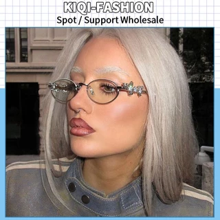 (KIQI-FASHION) Moda Novas Molduras De Óculos De Sol Ovais Metálicos De Alta Qualidade Européia E Americana Pérola Pequena Moldura Lentes Substituíveis Anti-Radiação