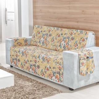 Kit Protetor De Sofá Estampado Safira 4 Lugares Veste Fácil