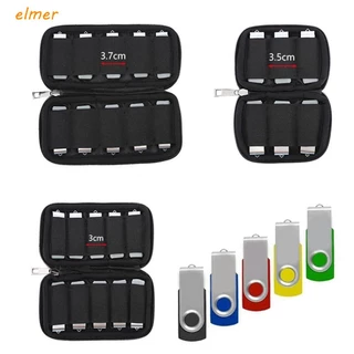ELMER Flash Drives Organizer Black Multifunction U Suporte De Disco À Prova De Choque Com Zipper USB Case