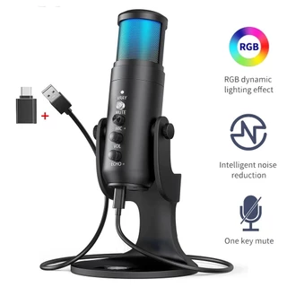 MU900 Pro RGB PC Microfones Para Jogos Condensador Microfone De Gravação De Transmissão Ao Vivo Com Mudo PS4 PS5 Telefon