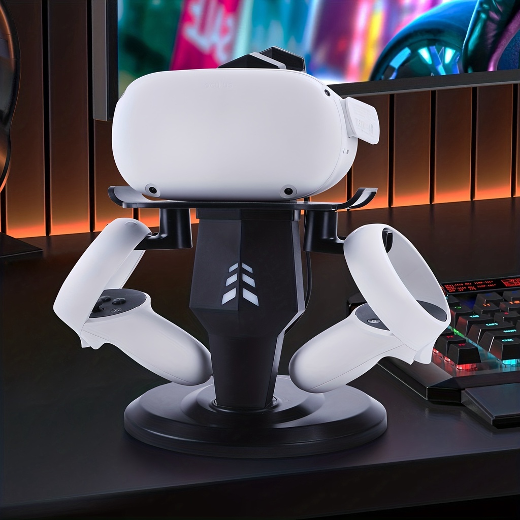 Organize E Recarregue Seu Fone De Ouvido Controladores Oculus Quest 2 Com Este Suporte De Carregamento Do Indicador LED !