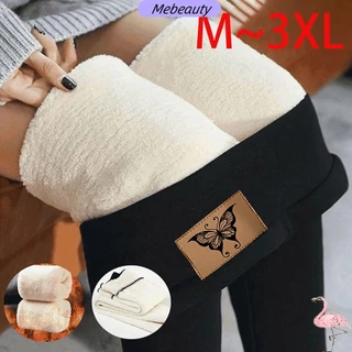 ME Women Leggings , Com Patch De Couro De Velo Térmico , Flexíveis De Cintura Alta Fofo De Caxemira Feminina De Pele De Cordeiro