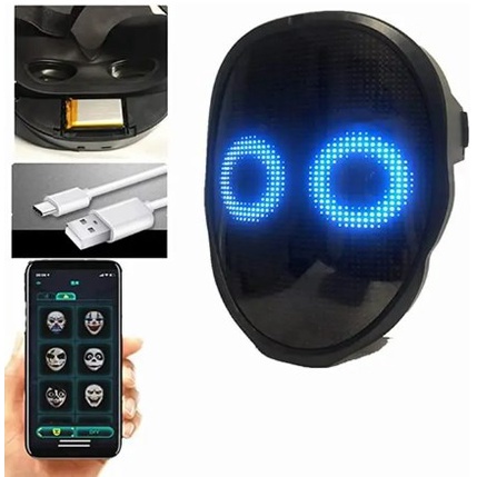 Controle Bluetooth APP Máscaras Faciais Inteligentes LED Programáveis De Mudança De Rosto Fotos De Bricolagem Para Festa Máscara De Luz Halloween