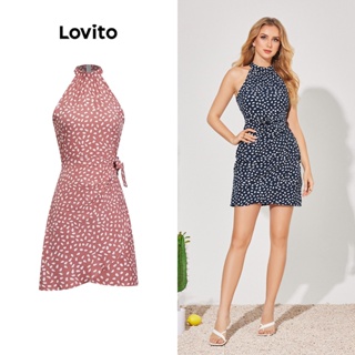 Lovito Vestido Geométrico com Amarração para Mulheres LBE04039 (Multicolorido)