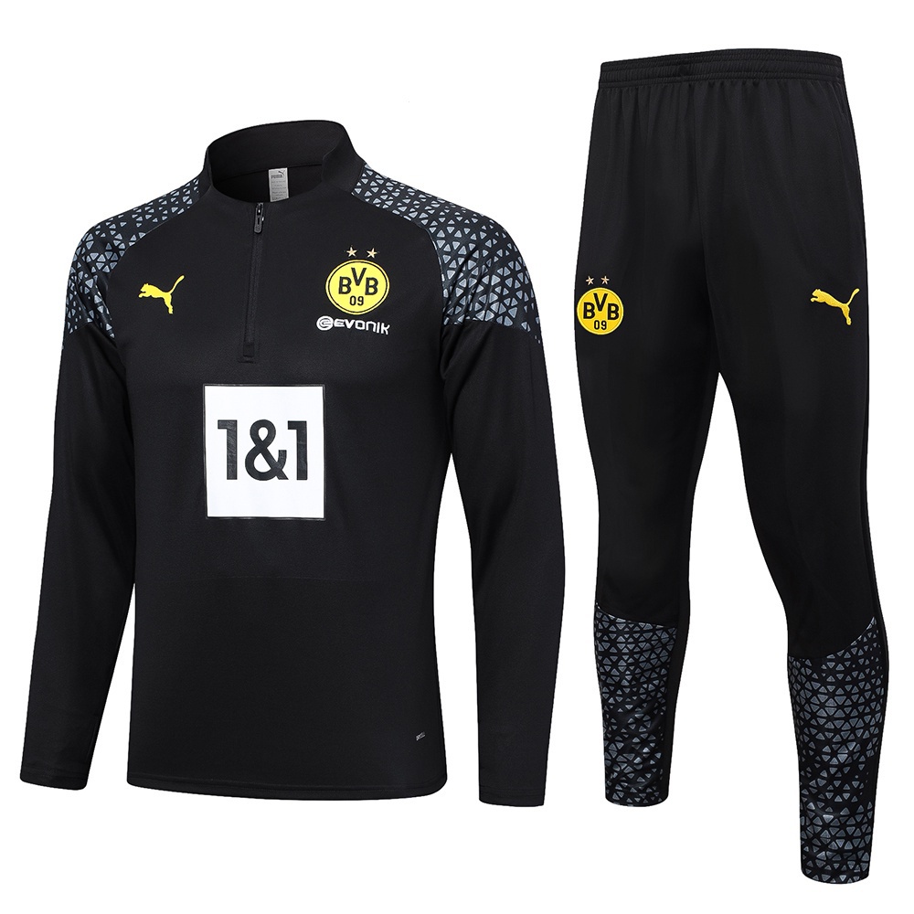 2023/24 Borussia Dortmund Sportswear Long Sleeves Black Tracksuits Team Camisa Homem Vestuário & Calças Longas Conjunto De Jogging