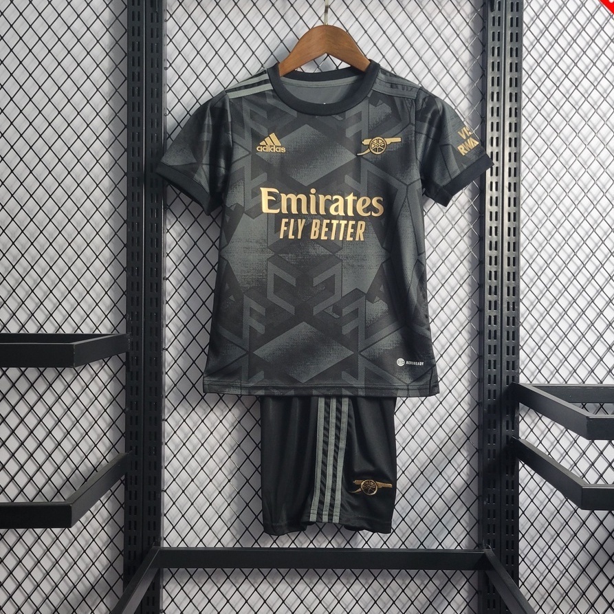 2022/23 Kit Infantil Um Conjunto De Camisa De Futebol Black Away