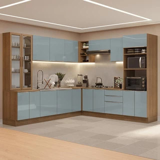 Armário de Cozinha Completa 566cm Rustic/Cinza Lux Madesa 01 em Oferta na Shopee