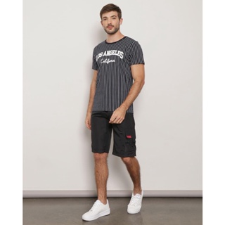 Bermuda Masculina Reta Cargo Preta