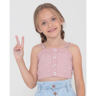 Top Cropped Infantil Sarja Rosa
