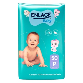 Fralda Descartável Enlace Baby Mega Tamanho P - Embalagem com 50 Fraldas