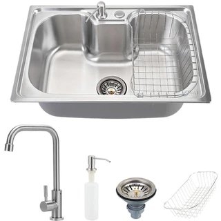 Cuba para Cozinha pia Inox com acessórios Carajás e Torneira para cozinha Tinguá Pingoo em Oferta na Shopee