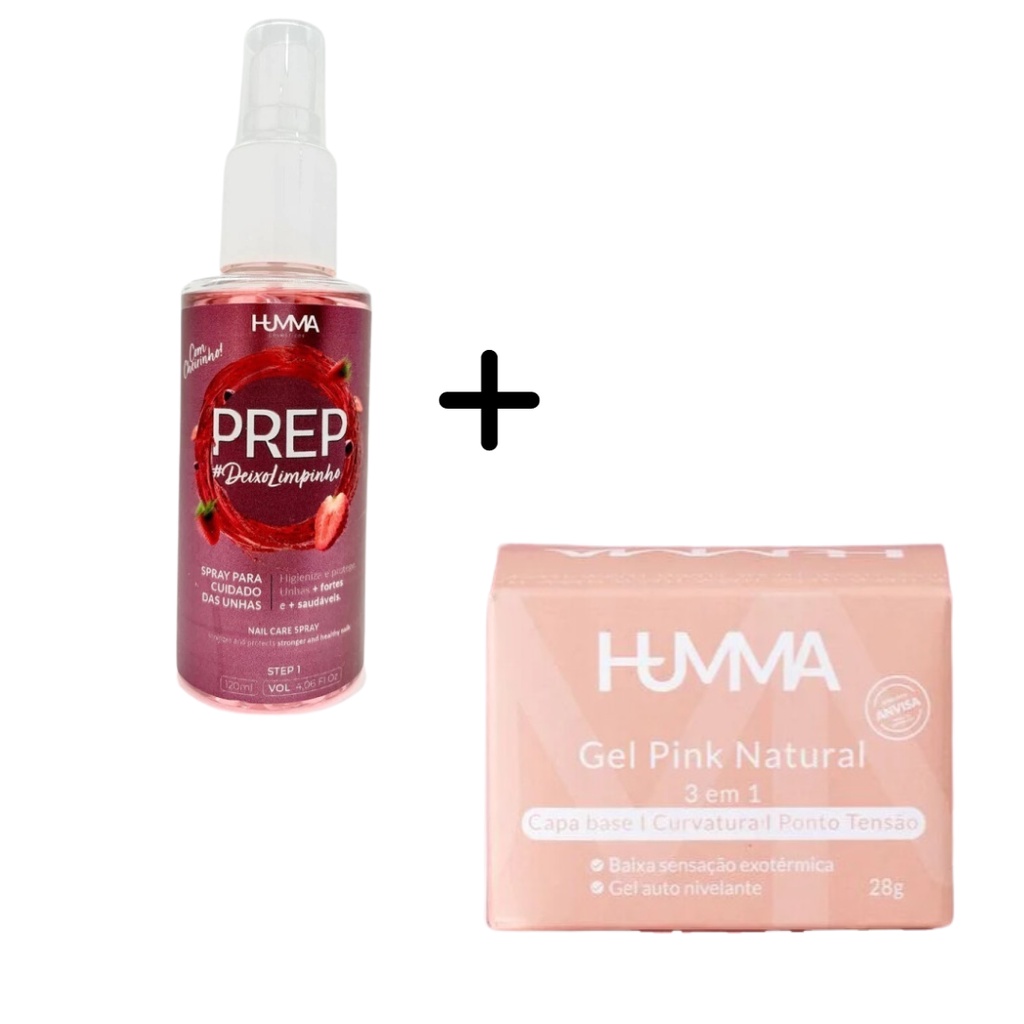 Kit Gel UV/LED Humma Pink Natural 28g e Prep Humma 120ml | Shopee Brasil