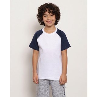 Camiseta Infantil Manga Curta Raglan Branca