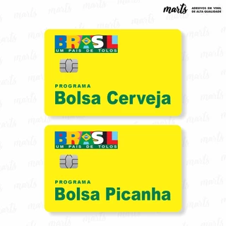 2 Adesivos Película Bolsa Cerveja e Picanha Padrão Cartão de Crédito