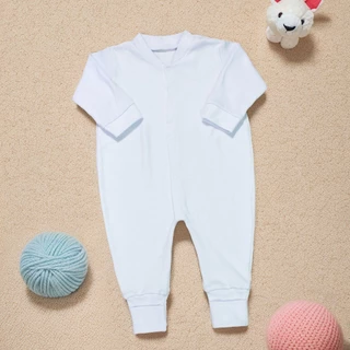 Macacão para Bebê Longo Algodão 4 Botões Básico Color Branco