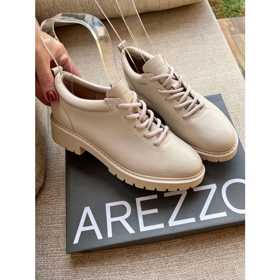 Sapato Mocassim Arezzo Tratorado Oxford Cadar o Couro Leg timo IOff White