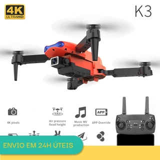 Drone com câmera 4k Pro K3 Wi-Fi fpv Laranja Voo 360° e Estabilidade Avançada
