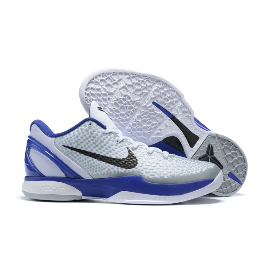 Estoque Pronto N-i-k-e Zoom Kobe 6 Baixo Branco Preto Púrpura Sapatos De Basquetebol Esportivo