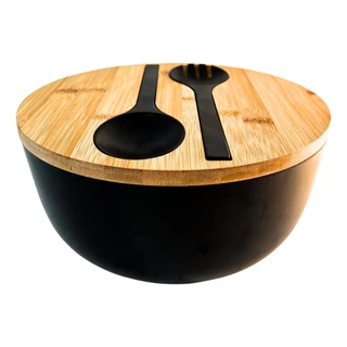 Conjunto Saladeira 3 Peças Bowl Melamina Com Tampa e Talher