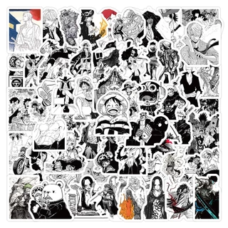 100PCS Desenho Animado Anime Preto E Branco Um Pedido Macaco D . Autocolantes Luffy Graffiti Para Capacete De Bicicleta Decalques De Lápis LanLanStickersWorld