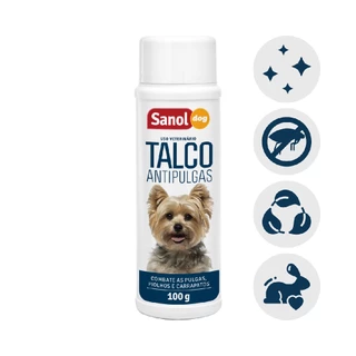 Talco Veterinario Antipulga Carrapato Caes Sanol Dog 100G