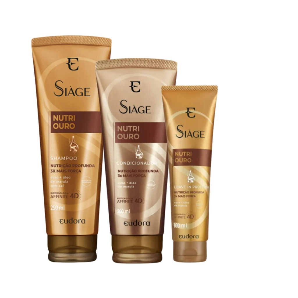 Kit Eudora Siage Nutri Ouro Shampoo + Condicionador + Leave-In | Shopee ...