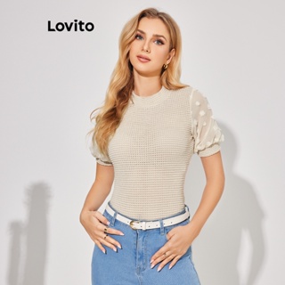 Lovito Camiseta com Estampa Floral e Detalhes em Tecido para Mulheres LBE04034 (Damasco)