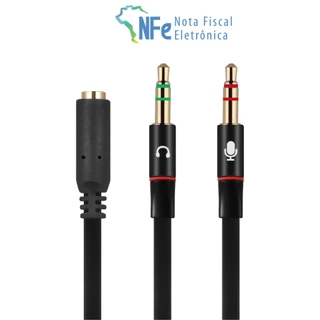 Cabo Adaptador P3 Fêmea para P2 Macho (fone) e P2 Macho (microfone) - Fone de Ouvido Headset - PC Notebook