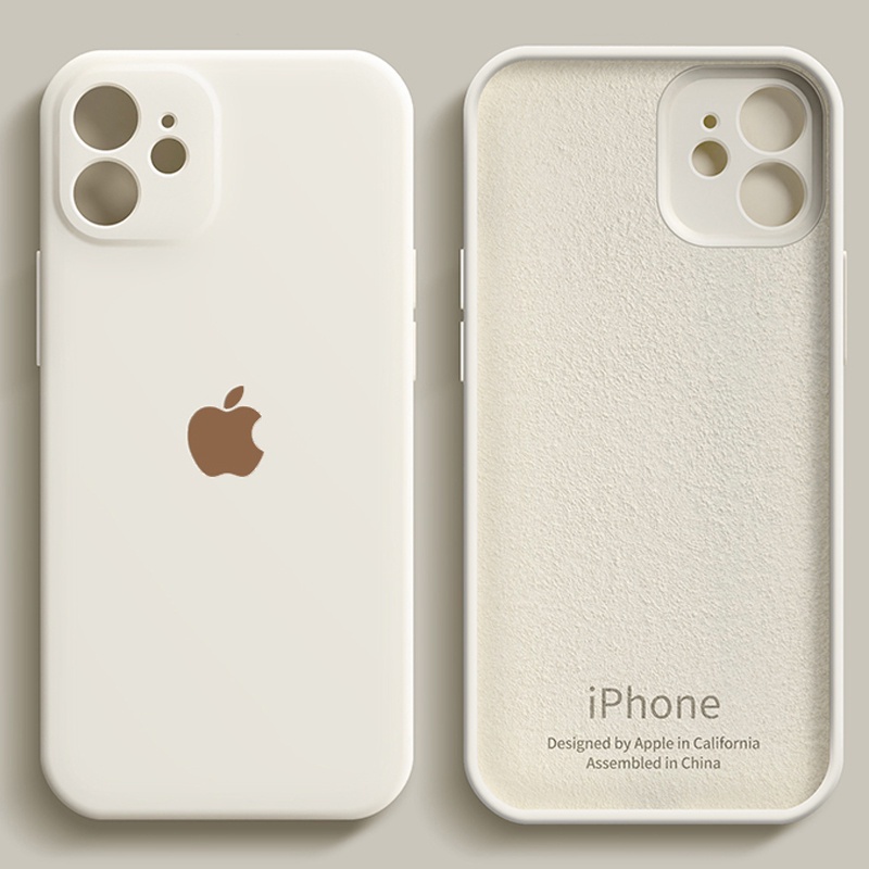 Estojo De Telefone De silicone Líquido De Borda Reta Com Fita De Veludo Amortecedor De Choque Adequado Para iPhone 15 14 13 12 11 Pro Max