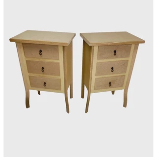 Criado Mudo de Cama Quarto Sala Escritorio kit 2pçs 3 gav simples