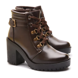 Bota Coturno Feminino Franshoes Valentina Salto Medio e Atacador Off White