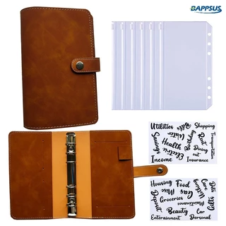 Caderno De Couro PU Colorido A6 Fichário Bolso Dinheiro Organizador De Planejador DIY