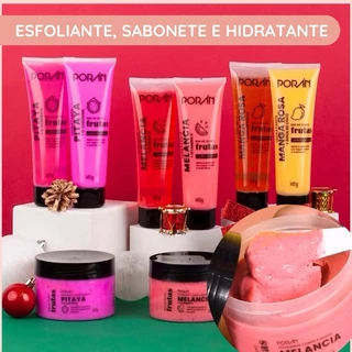 Esfoliante Sabonete Creme Hidratante Corporal Banho PORAN Frutas Melancia Líquido Corpo e Rosto Parecido Labotrat The