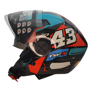 Capacete Moto X Open Up 43 Fox Azul com Vermelho Tamanho 56 Viseira Espessura 2mm FW3 em Oferta na Shopee