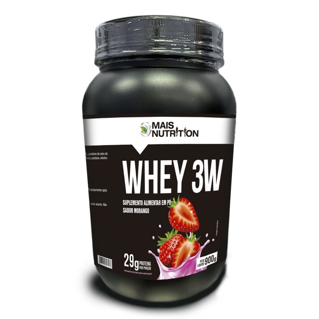 Whey Protein 3W Sabor Morango 900 gramas Mais Nutrition