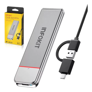 Case Gaveta Para Ssd M2 Nvme M-Key Usb 3.1 Tipo-C Ultra Speed - Infokit